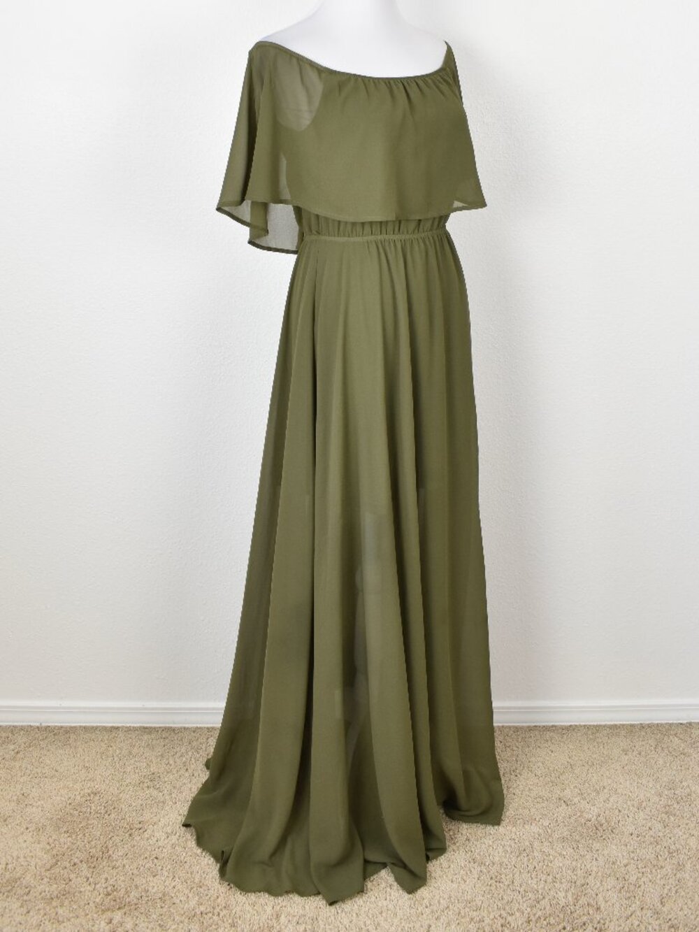 Baltic Born Victoria Olive Green Off Shoulder Maxi Dress - M - Picture 6 of 10